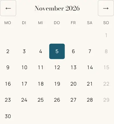 Schritt 2: Im Kalender lassen sich nur buchbare Tage anklicken.